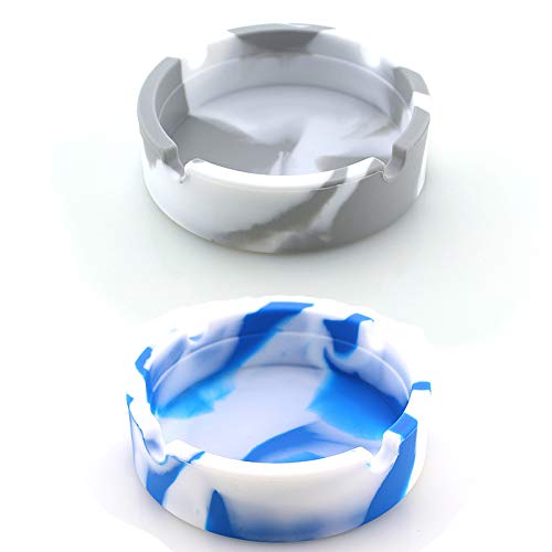 Mixtecc Lot de 2 cendriers en silicone rond carré résistant à la chaleur, portable, durable et incassable, pour décoration de bureau ou de maison