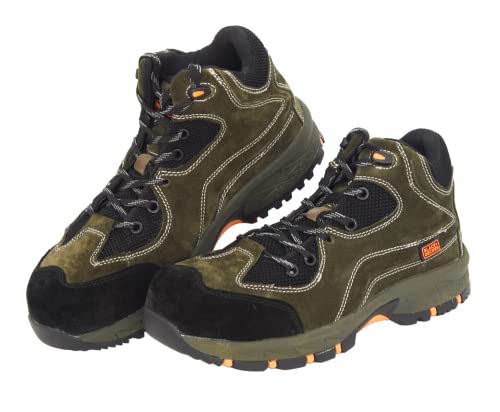 BLACK+DECKER High Ankle Black Leather Safety Shoes for Men | Double Density | Fiber Toe | Antistatic & Antislip | BXWB0166IN | Size-09 (B0C3RCSNCR) Amazon Price History, Amazon Price Tracker