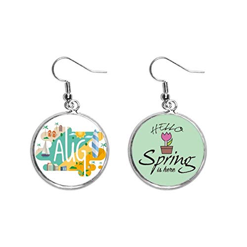 Pendientes de primavera colgante decorativo joya con ilustración del mes de agosto para mujer
