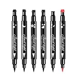 Pinkiou 6Pcs Eyeliner Stamp Pen Set, Long-lasting Eye Liner Pencil for Eye Makeup,Waterproof Double-Sided Liquid Eyeliner Stamp Pen Set for Beginners,Black&Red Heart, Star, Plum,Triangle and Moon