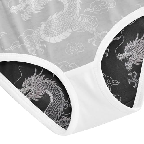 Toddler Girl Panties, Dragons Cloud Black Cotton Girls Underwear, 2–8 Years4
