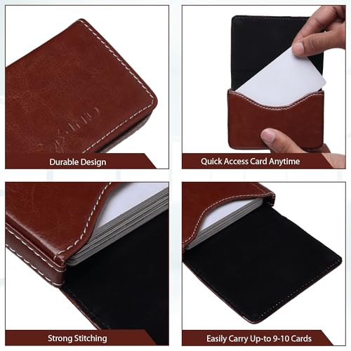 Image of JnD Notebook Card Holder Wallet - Slim, Multi-Functional, Premium Leather, RFID Blocking, Secure Closure, Compact, Durable, Stylish (TAN)