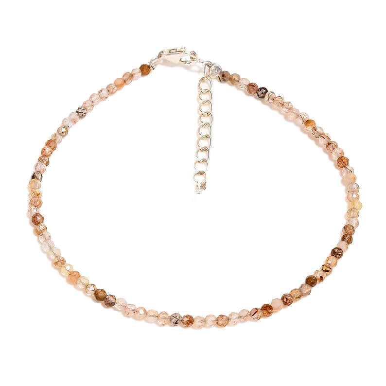 Gems bracelet quartz rutilé et argent fin facetté