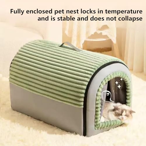 Cama para gatos cubierta de tacto suave con refugio acogedor 6