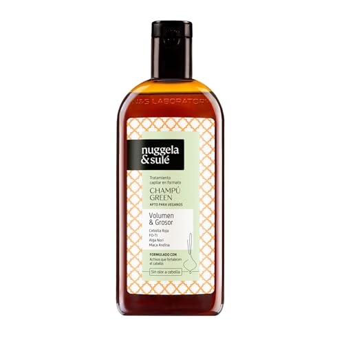 Nuggela & Sulé Champú GREEN - Volumen & Grosor. Apto para Veganos. Con FO-TI, Maca Andina y Alga Nori. 1 x 250 ml