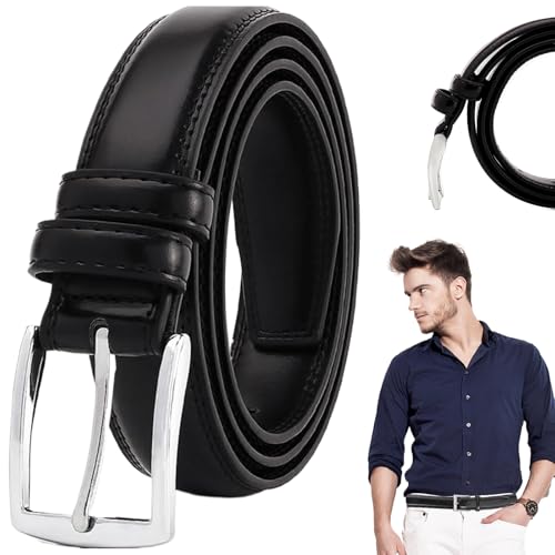 Mens Belt 47 Inch PU Leather Belt with Alloy Pin Buckle Minimalist Easy Matching Black Men for Business, Gifts for Men2