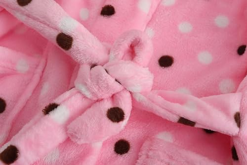 Image of Kids Hooded Bathrobe Girls Plush Hooded Flannel Robe Boys Soft Bathrobe Sleepwear (Pink, 9-10 Years)