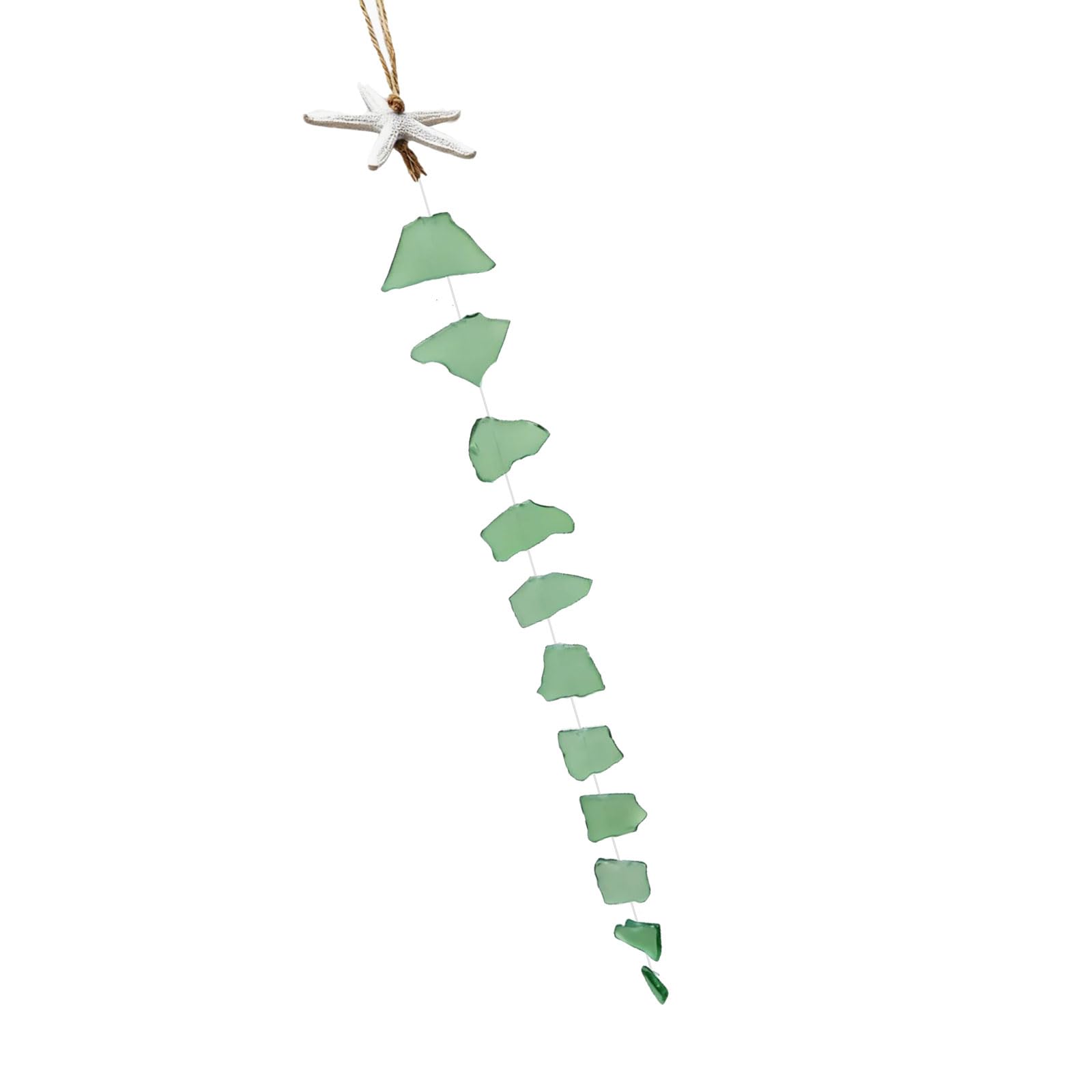 Tsophreniq Multicolored Sea Glass Wind Chimes with Resins Starfishes Accent for Home Wall Outdoor Garden Decors Garden Wind Chimes
