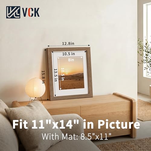 Image of VCK 11x14 Picture Frame 5 Pack, Walnut Exclusive Wood, HD Glass, for Print