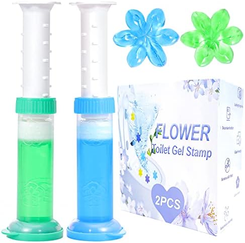 AAHGGBA Toilet Gel Stamp, 28 Count Toilet Bowl Gel Stamp with 2 Kinds of Flower Scent, Bathroom Toilets Supplies, Blue & Green