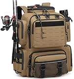 BlesMaller 50L Angelrucksack mit Rutenhaltern Angeltasche wasserabweisend Angel Rucksack für Angelausrüstung (Ohne Köderbox)