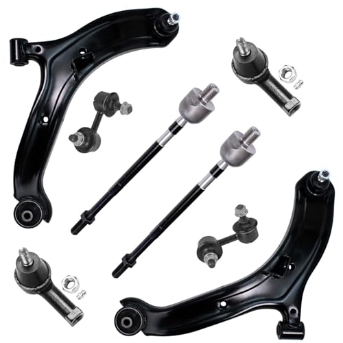 Image of Detroit Axle - Front Lower Control Arms w /Ball Joints + Inner Outer Tie Rods + Sway Bar Links Replacement for 2000-2005 Hyundai Accent - 8pc Set
