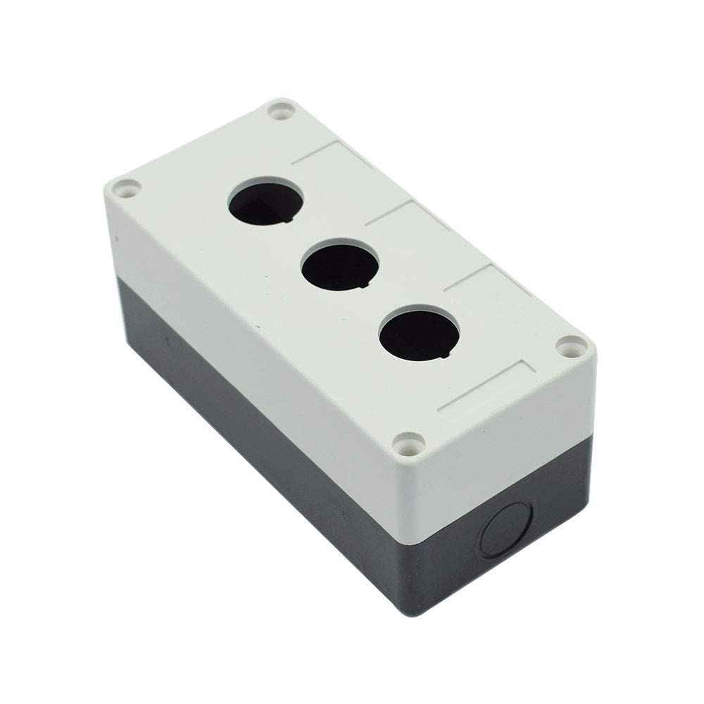 KAMSTEALTH Push Button Switch Control Station Box 22mm 3 Button Hole Waterproof White and Black (PACK OF 1)