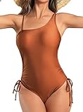 I2CRAZY One Shoulder Swimsuit for Women Plus Size Tummy Tuck One Piece Monokini Bathing Suits Ruched