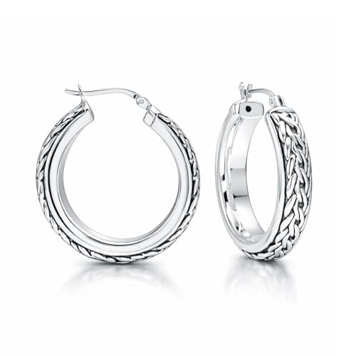 LeCalla Sterling Silber Schmuck Antik Klick-Reifen-Ohrringe für Frauen