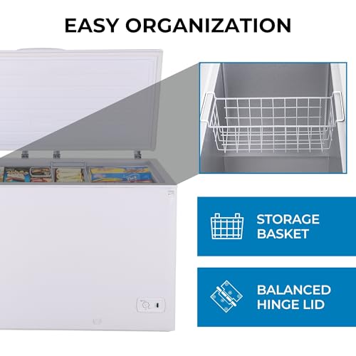 Image of Kenmore Deep Freezer - Chest Freezer, 1 Basket, Garage Ready, Meat Storage, Front Drain, Congelador For Home, Apartment, Basement, Dorm, Shed, Cottage, Manual Defrost, Stand Up, 14.6 Cubic Feet, White