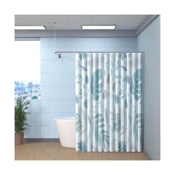 KULACO Duschvorhangstange L Form, Verstellbare Duschvorhangwinkelstangen aus SUS304 Edelstahl, Duschvorhangschiene Ecke 100-120x100-190cm Duschstange inkl. 16 Duschvorhangringe für Badewanne – Bild 3