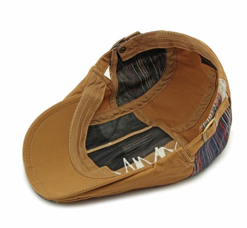 Image of Cotton Newsboy Cap,Breathable Ivy Gatsby Cabbie Beret Hat for Men's Women Driving Hunting Golf