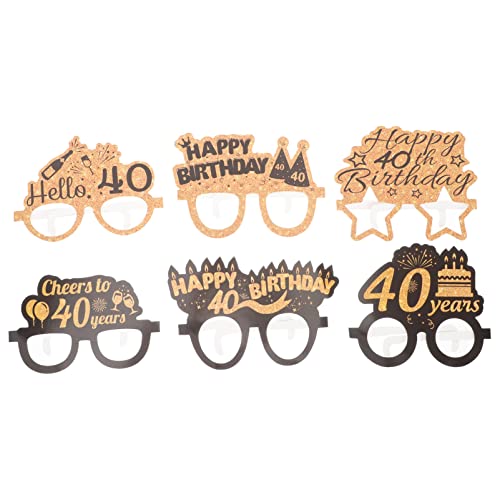 TENDYCOCO 6 Paare Geburtstagspartypapierbrillen 40. Geburtstag Sonnenbrille Fun Paper Brillen Party Brillen für 40 Jahre Alte Party Dekore Dekore Gefällt Mir Vorräte Cover