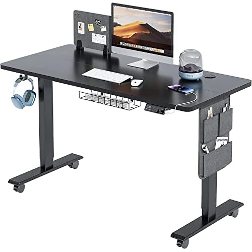 MAIDeSITe Höhenverstellbarer Schreibtisch (120 x 60 cm) Einfache Montage Computertisch Höhenverstellbar Elektrisch mit 4 Memory-Steuerung und Memoboard und 360°Rollen Schreibtisch SN1 120 x