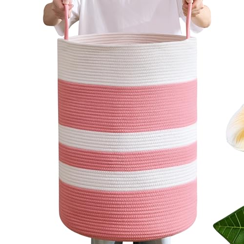 Image of Pink Hamper for Nursery Baby Girls Laundry Basket 80L Large