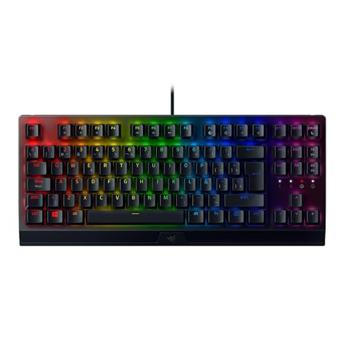 Razer BlackWidow V3 Tenkeyless (Yellow Switch) – Teclado compacto para juegos con interruptores mecánicos (teclas ABS, iluminación RGB Chroma) Teclado Español – Negro