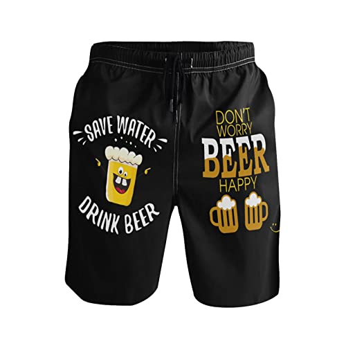 Men's Novelty Funny 3D Printed Swim Trunks Quick Dry Beach Shorts with Pockets
