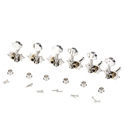 Musiclily Pro Mécaniques 3×3 pour Guitare Acoustique, Nickel Bouton Plaqué Chrome - Les Beatles, Paul McCartney, John Lennon, RIngo Starr, George Harrison Musiclily Pro Mécaniques 3×3 pour Guitare Acoustique, Nickel Bouton Plaqué Chrome