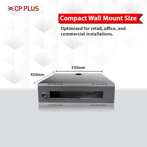 Image of CP Plus 3U CCTV /DVR /NVR Rack /Cabinet Box /Network Rack /Server Rack (450W x 350D mm) with Acrylic Door, Lock & Key, Fixed Tray & PDU-CRCA Steel Network Rack [CP-HA-RK4535VW-3U-TP]