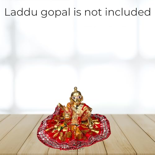 Image of Salvus APP SOLUTIONS Fabric Janmashtami Laddu Gopal Dress /Poshak for Krishna Idol - Pink 4x5 Inch Outfit for Kanha Ji, Bal Gopal, Thakur Ji