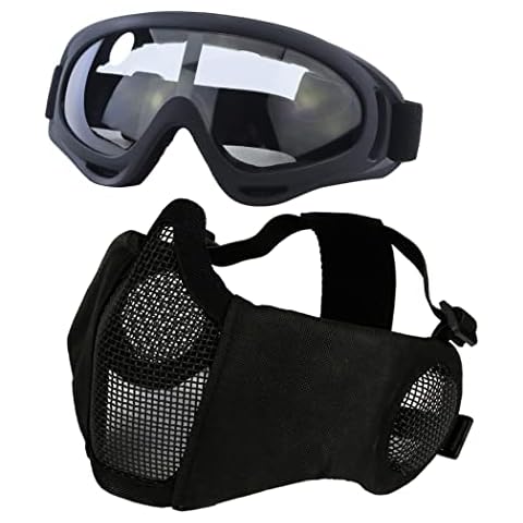 Yzpacc Foldable Airsoft Mask with Goggles Cover