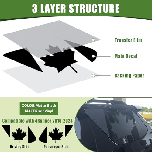 Image of 2PCS Rear Window Decals for 2010-2024 Toyota 4Runner 5th Gen Back Window Glass Side CA Flag Sticker for 4 Runner Exterior Accessories Matte Black(Canadian Flag)