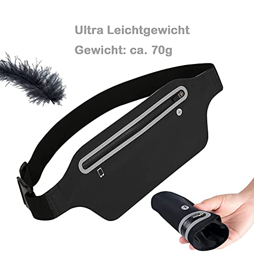 CareHabi - Hüfttasche, wasserdichte Sport Bauchtasche, Laufgürtel Damen Herren für Handy,leichte,verstellbare Lauftasche mit Reißverschluss, Joggen, Fitness und Outdoor-Aktivitäten