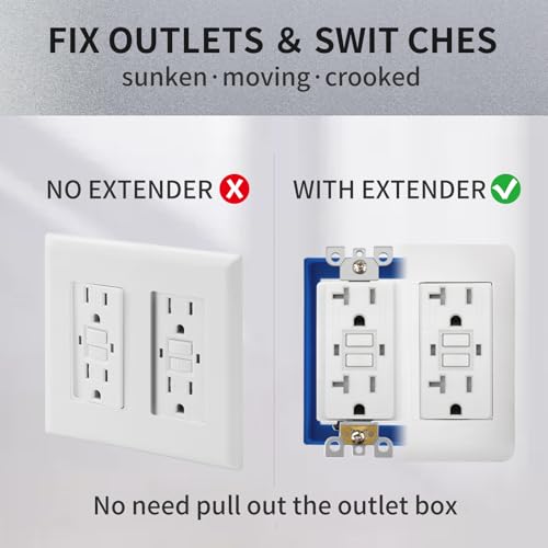 0.5Inch Double Gang Receptacle Outlet Box Extenders,Include 12Screws(6-32 x 1.25),Electrical Outlet Extender for Electrical Outlet Box and Electrical Outlet Switches, Blue (Pack of 3)
