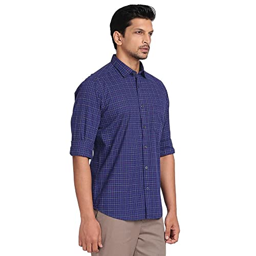 Image of Colorplus Cotton Contemporary Fit Dark Blue Casual Shirt for Men