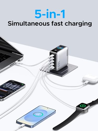 Image of UGREEN Nexode Pro Charger, 160W GaN 5-Port Fast USB C Wall Charger Block, Type-C Charging with Smart Display & Touch Control Compatible for MacBook Pro /Air, iPhone 17 /16 Series, iPad, Galaxy