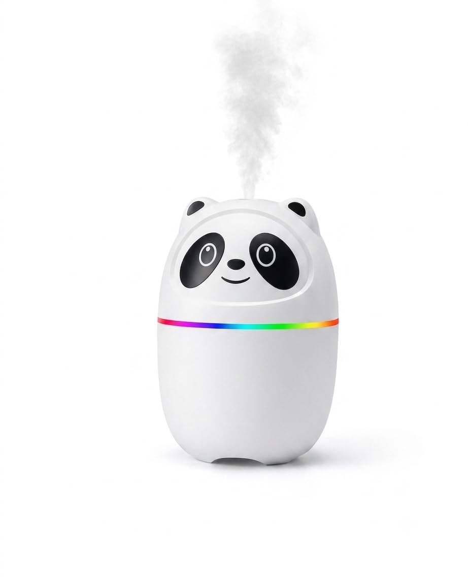 LUXEMIST//Panda Air Humidifier with USB Charging & LED Light | Fine Mist Technology, Multicolour LED Light, USB Powered, Compact Design, For Small Spaces-image-7