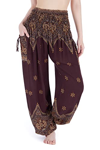 Lannaclothesdesign Calças hippie harém para mulheres yoga boho ro...