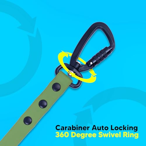 Image of Adil's Biothane Dog Leash - Waterproof Leashes for Dogs, Metal Hook, Adjustable 5ft Length Suitable for Dogs & Puppies, Ideal for Walking, Running & Training (Army Green)