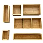 Bamboo Junk Drawer Organizer and 6 Storage Box Dividers Set,8 Compartment Organization Tray Holder for Craft,Sewing… - Image 3