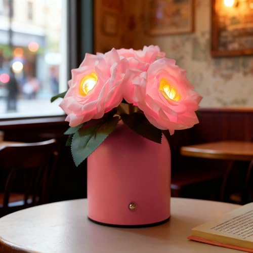 Image of Flower Lamp Gifts for Birthday Christmas Valentines Mothers Day Gifts for Women Mom Grandma Girlfriend Friend Wife Anniversary Birthday, Bedroom Bar Coffee Shop Decor (Rose-Pink-Flower)
