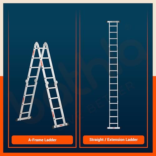 Image of Bathla X-Tend 15 Ft Aluminium Multipurpose Foldable Step Ladder | Portable & Compact Folding Design | 150 Kg Load Capacity | 2-Year Warranty | for Home & Industrial Use | (4.5 m 16 Step)