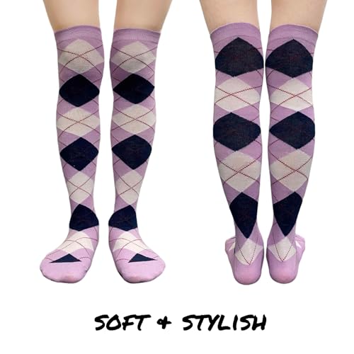 Image of COUVER Women's Thigh High /Over Knee Fashion Argyle Socks, Medium, 1 Pair
