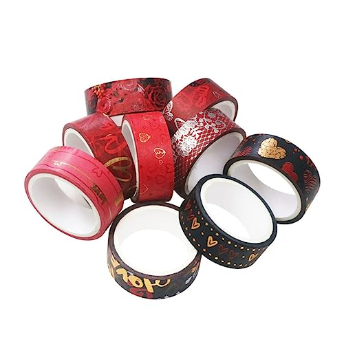 Lurrose 9 Rollos Amor y Cinta De Papel Dispensador De Cinta Álbum De Recortes San Valentin Recargas De Cinta Punto Cinta De Arte Cinta Del Planificador Etiqueta De Cinta Washi Rojo