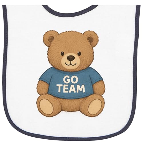 inktastic Cute Bear Cartoon Go Team Cheerful Baby Terry Cloth Bib