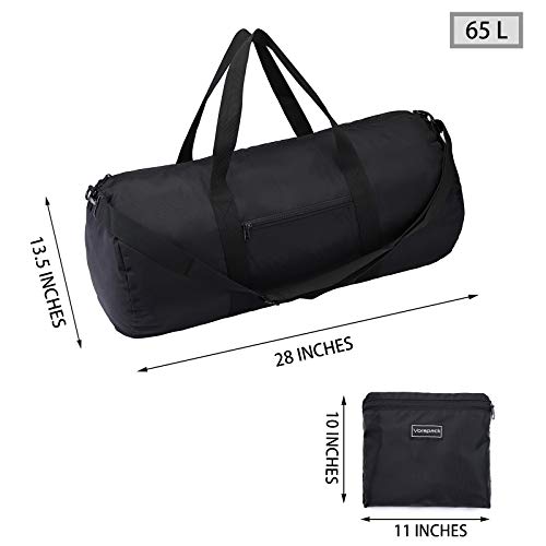 Vorspack Duffel Bag 28 Inches Foldable Lightweight Gym Bag with Inner Pocket for Travel Sports - Black