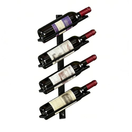Vttui Estante para vino de pared en hierro, Expositor creativo minimalista para botellas de vino, Soporte ahorraespacio para cocina y bar, Mueble elegante para almacenamiento d(Size:4 bottles,Color:A)