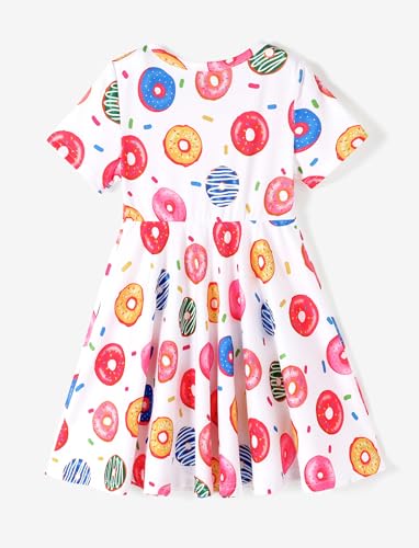 PATPAT Girls Short Sleeve Dresses Skater Twirly Stretch A-line Toddler Casual Swing Dress2