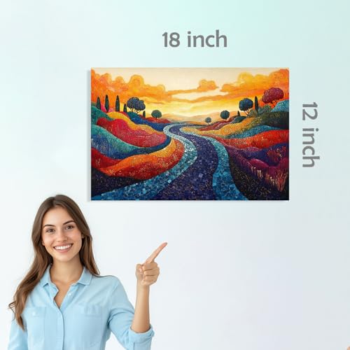 Image of SiddArtify Abstract Landscape Wall Art Poster Print Set - Colorful Countryside Decor for Living Room Bedroom Office - 12x18 inch Board Pack of 6