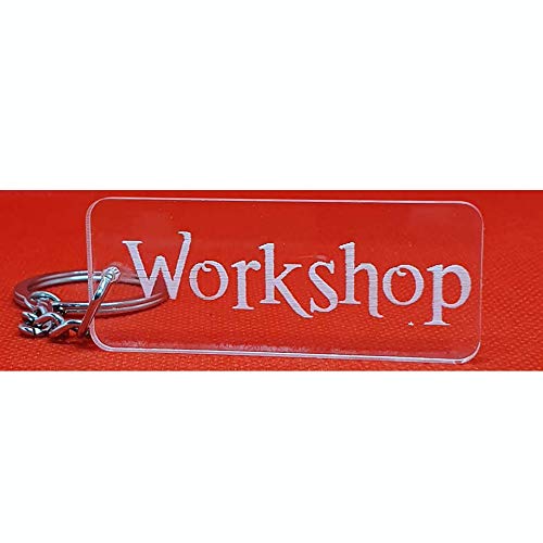 S M Gift Shop Brown Workshop Key Ring Engraved Acrylic Keyring Keychain Tag Fob